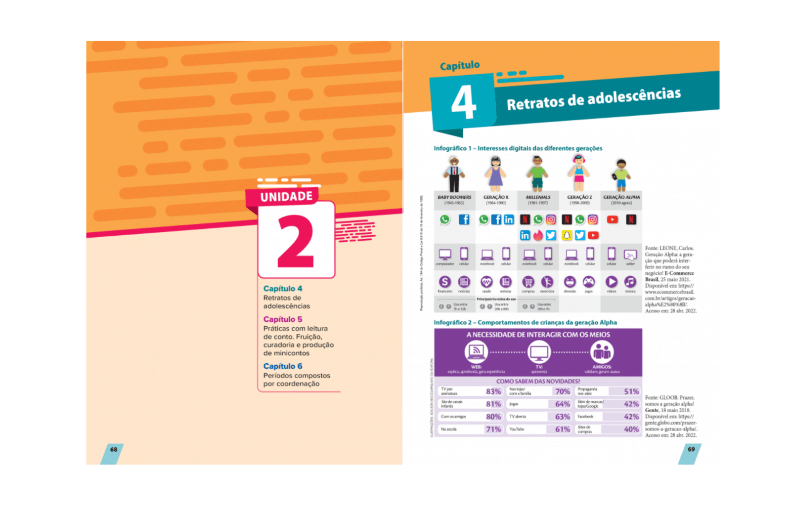 Temática próxima
Cada capítulo aborda uma temática próxima da realidade do estudante, destacando a diversidade cultural e preferências musicais.